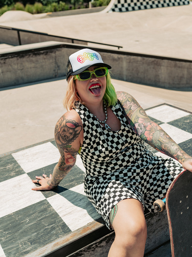 SKATER GIRL CHECKERED ROMPER S-XL
