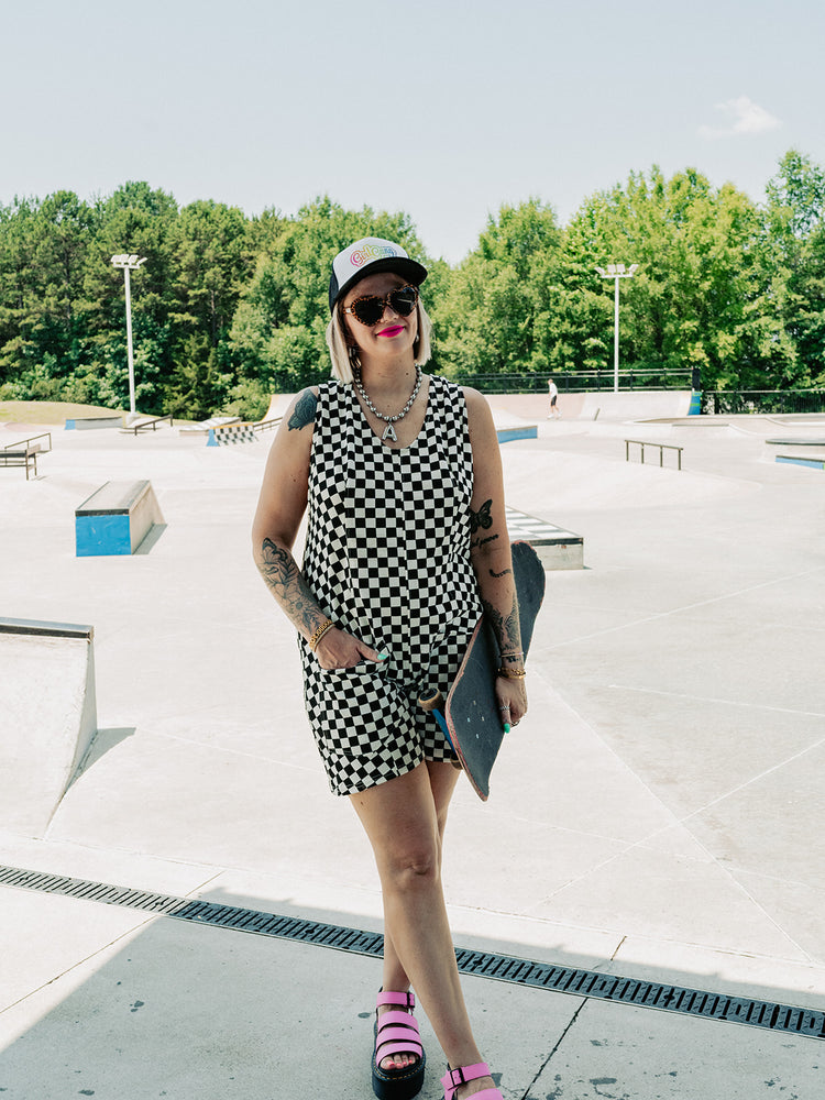 SKATER GIRL CHECKERED ROMPER S-XL