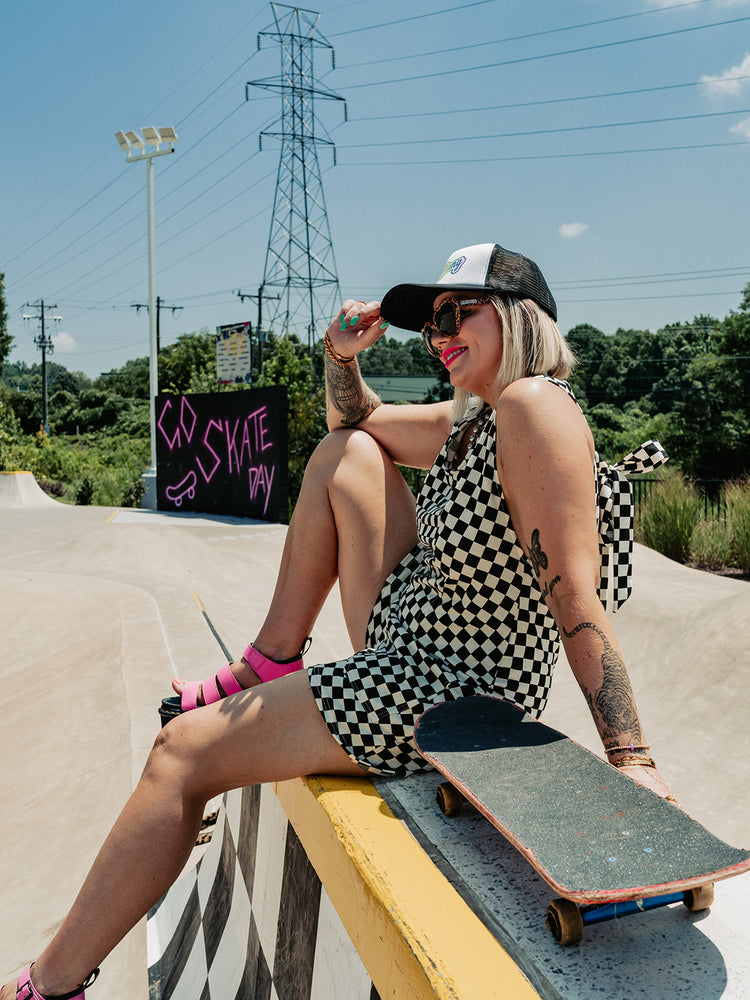 SKATER GIRL CHECKERED ROMPER S-XL