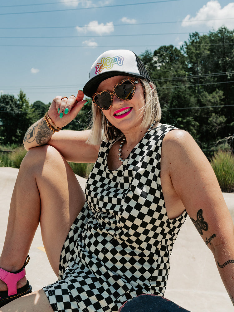SKATER GIRL CHECKERED ROMPER S-XL