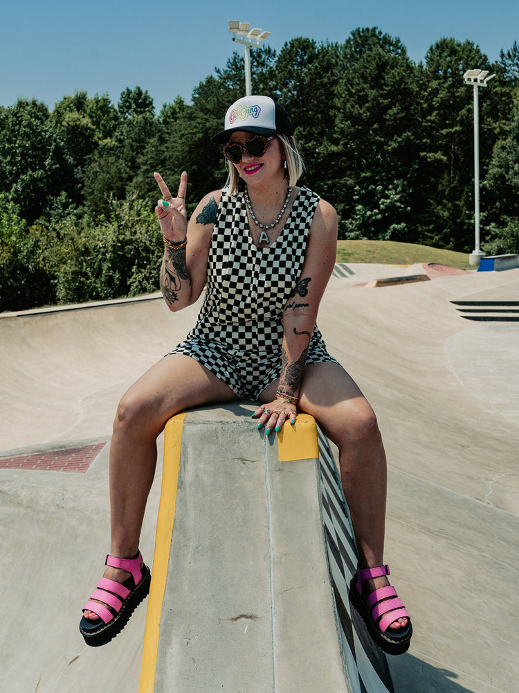 SKATER GIRL CHECKERED ROMPER S-XL