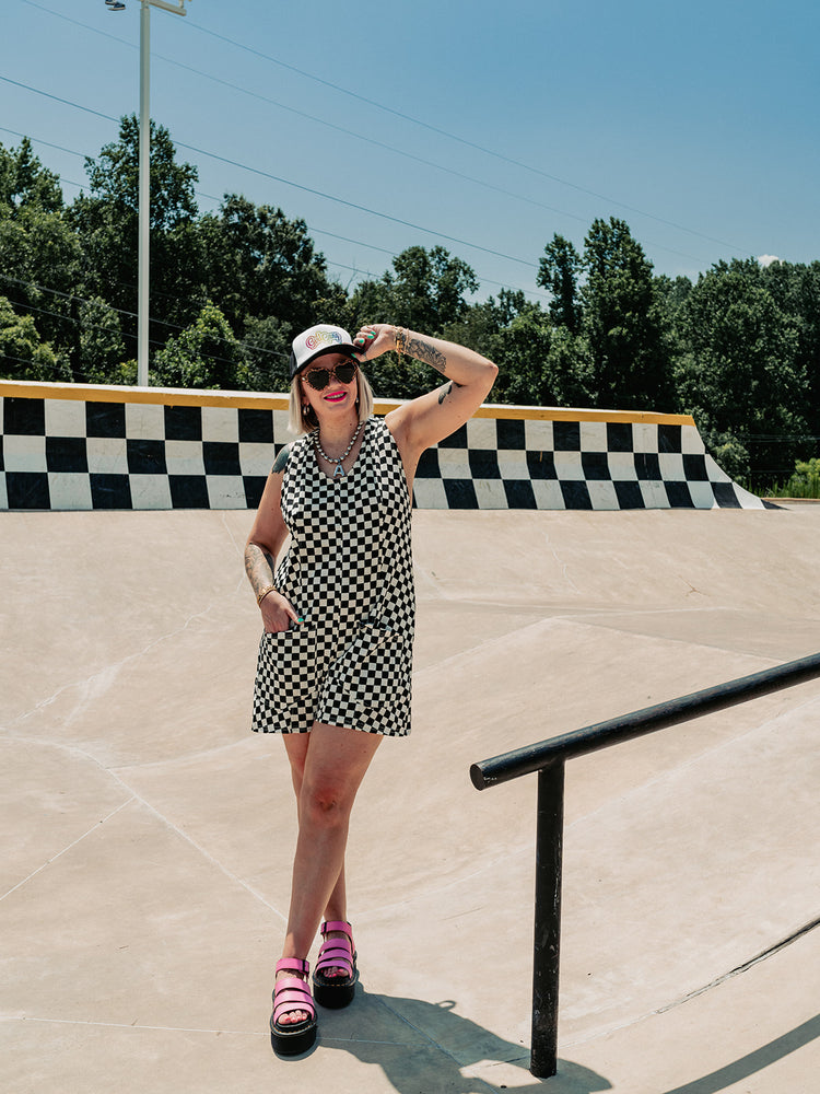 SKATER GIRL CHECKERED ROMPER S-XL