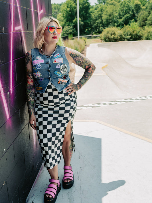 PUNK ROCK PRINCESS CHECKERED SKIRT S-3XL