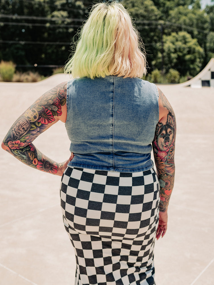 PUNK ROCK PRINCESS CHECKERED SKIRT S-3XL
