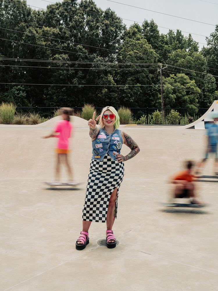 PUNK ROCK PRINCESS CHECKERED SKIRT S-3XL