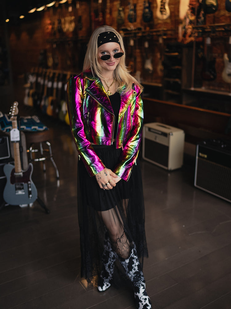 BACKSTAGE PASS LUXE METALLIC MOTO JACKET