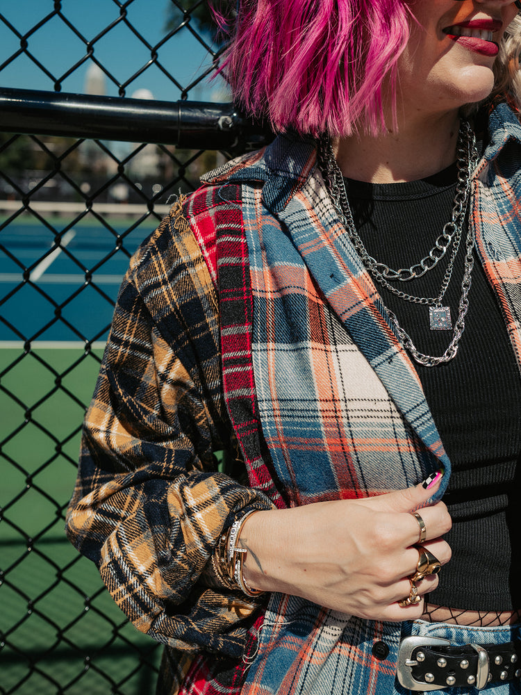 MIXED FEELINGS LONGLINE PLAID