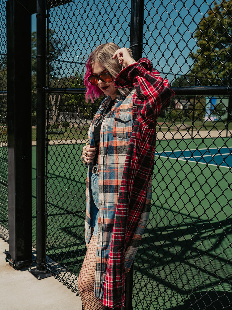 MIXED FEELINGS LONGLINE PLAID