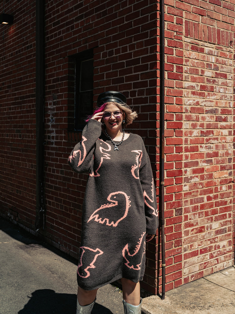 SAY RAWR KNIT SWEATER DRESS