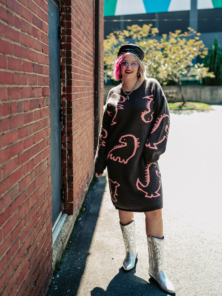 SAY RAWR KNIT SWEATER DRESS