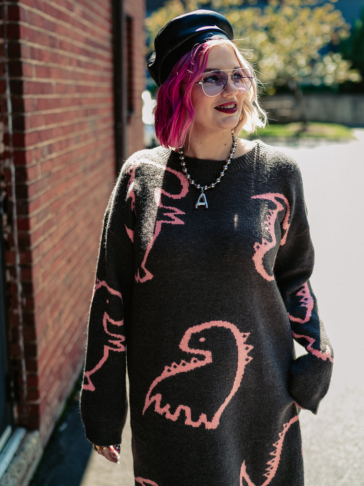SAY RAWR KNIT SWEATER DRESS
