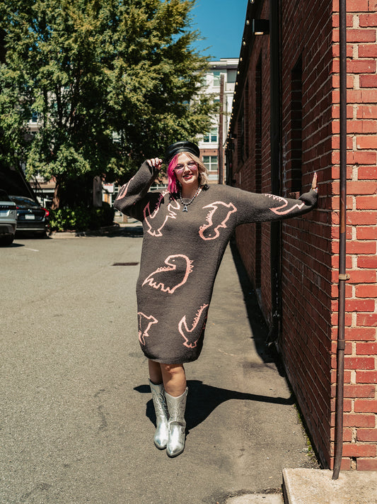 SAY RAWR KNIT SWEATER DRESS
