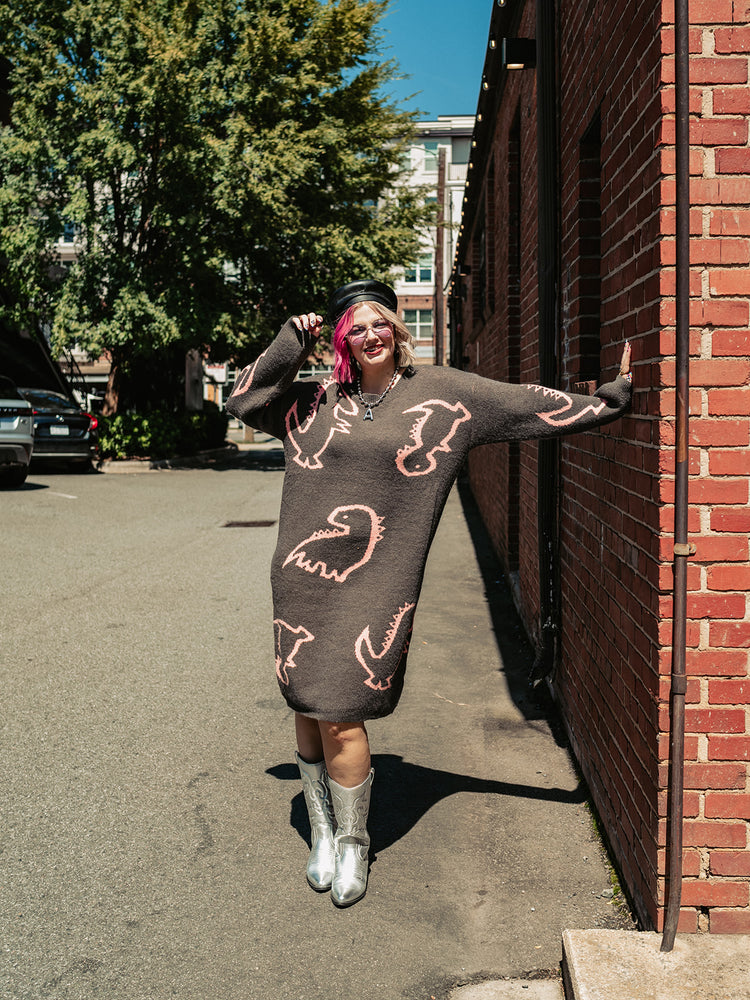 SAY RAWR KNIT SWEATER DRESS