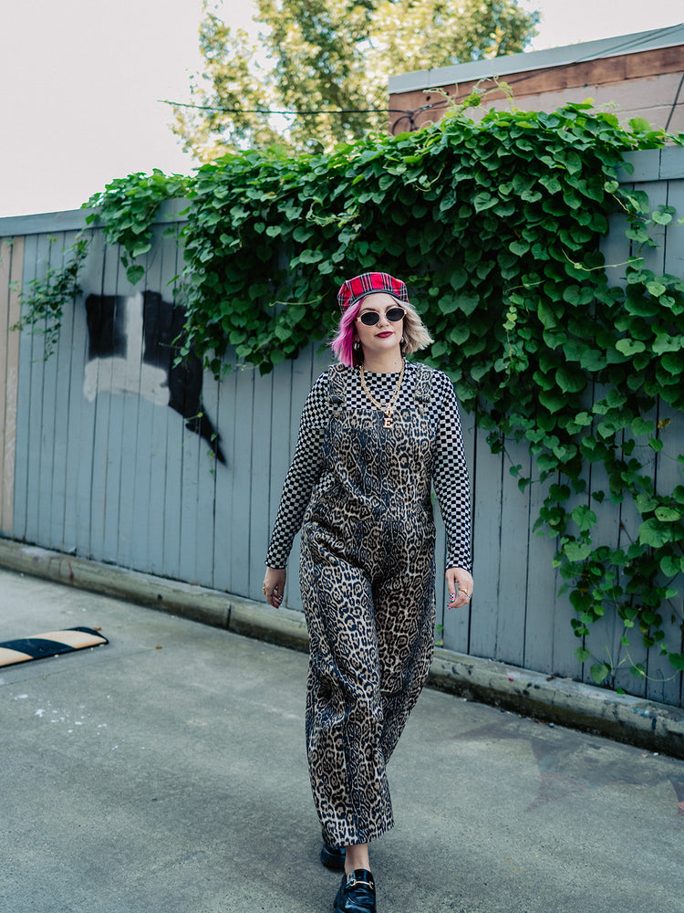 UNTAMED ENERGY LEOPARD DENIM OVERALLS