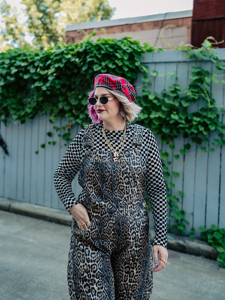 UNTAMED ENERGY LEOPARD DENIM OVERALLS