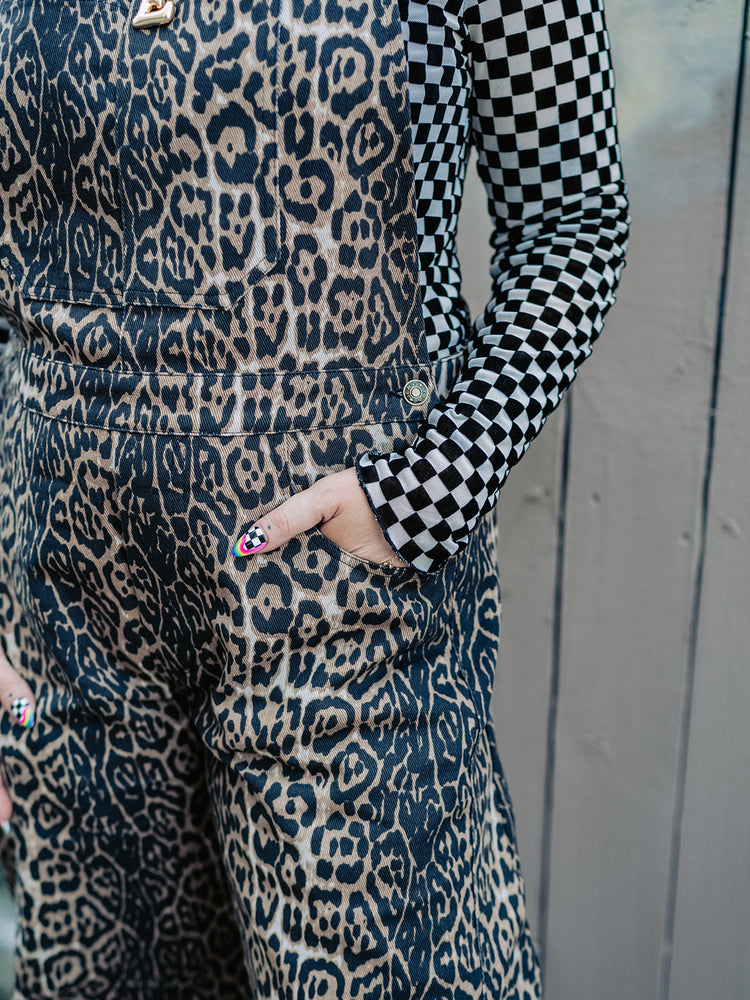 UNTAMED ENERGY LEOPARD DENIM OVERALLS