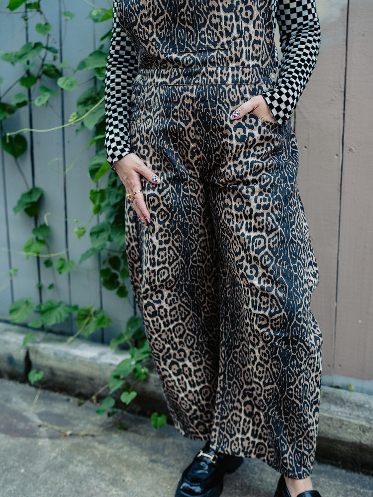 UNTAMED ENERGY LEOPARD DENIM OVERALLS