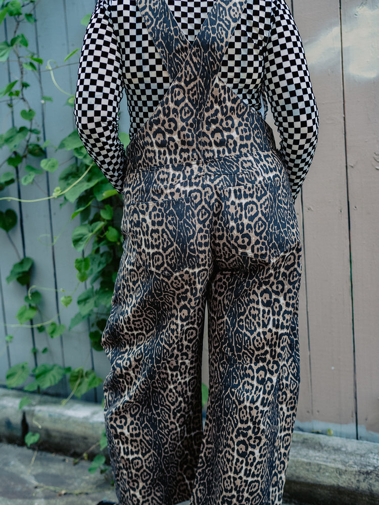 UNTAMED ENERGY LEOPARD DENIM OVERALLS