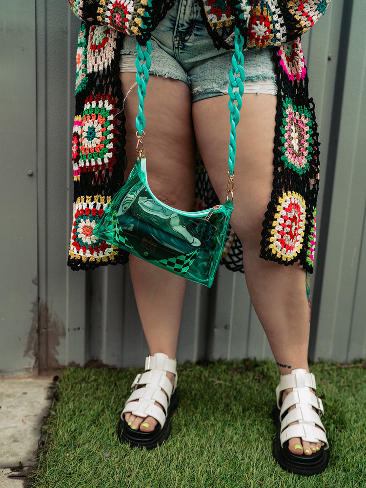 BACKSTAGE PASS CLEAR CONCERT BAG IN TOTALLY TURQUOISE