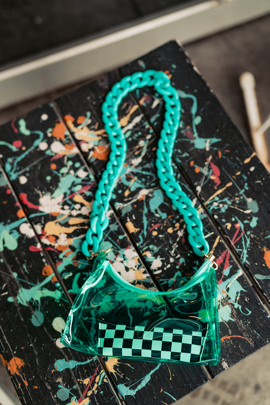 BACKSTAGE PASS CLEAR CONCERT BAG IN TOTALLY TURQUOISE