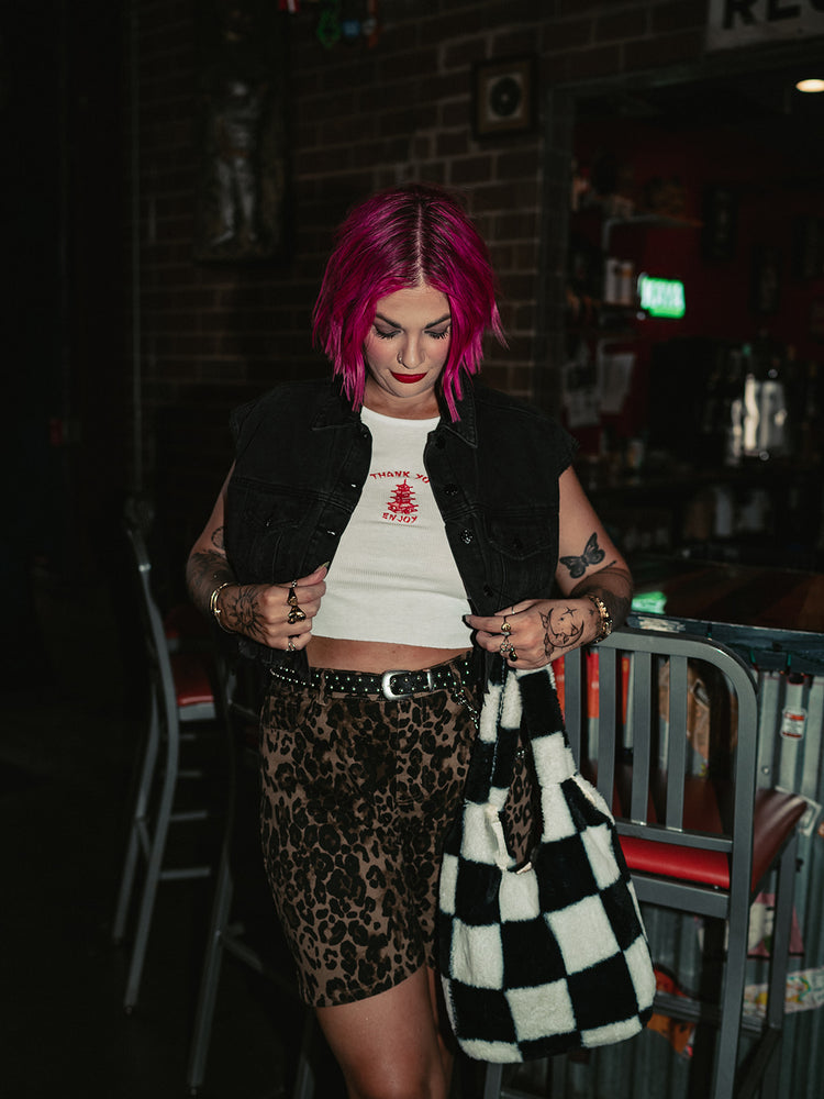 GOOD VIBES ONLY DISTRESSED DENIM VEST IN ROCK & ROLL