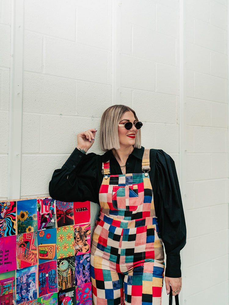 C'EST LA VIE SQUARE PRINT OVERALLS S-XL