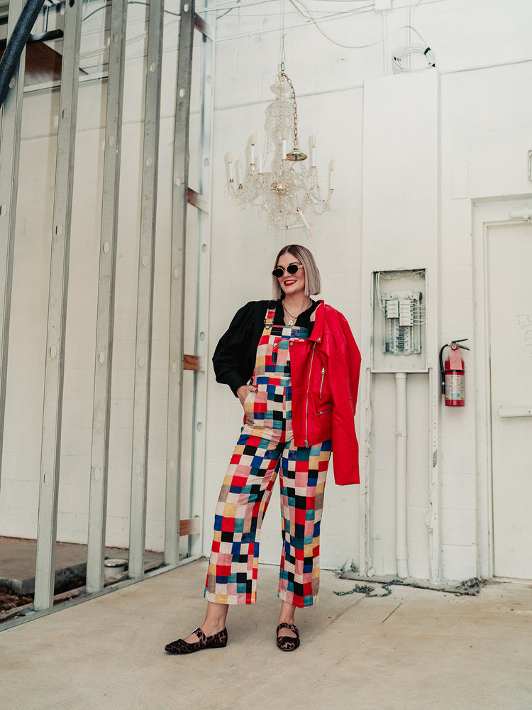 C'EST LA VIE SQUARE PRINT OVERALLS S-XL