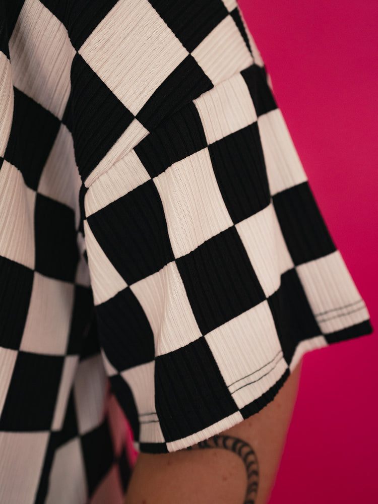 *JUST RESTOCKED!* BLENDING IN IS BORING CHECKERED RIBBED DRESS S-XL