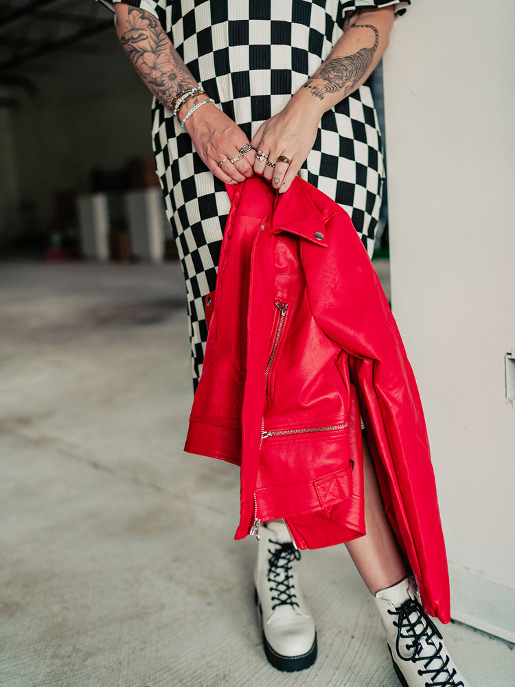 FLAVOR OF THE WEEK MOTO JACKET IN VERY CHERRY