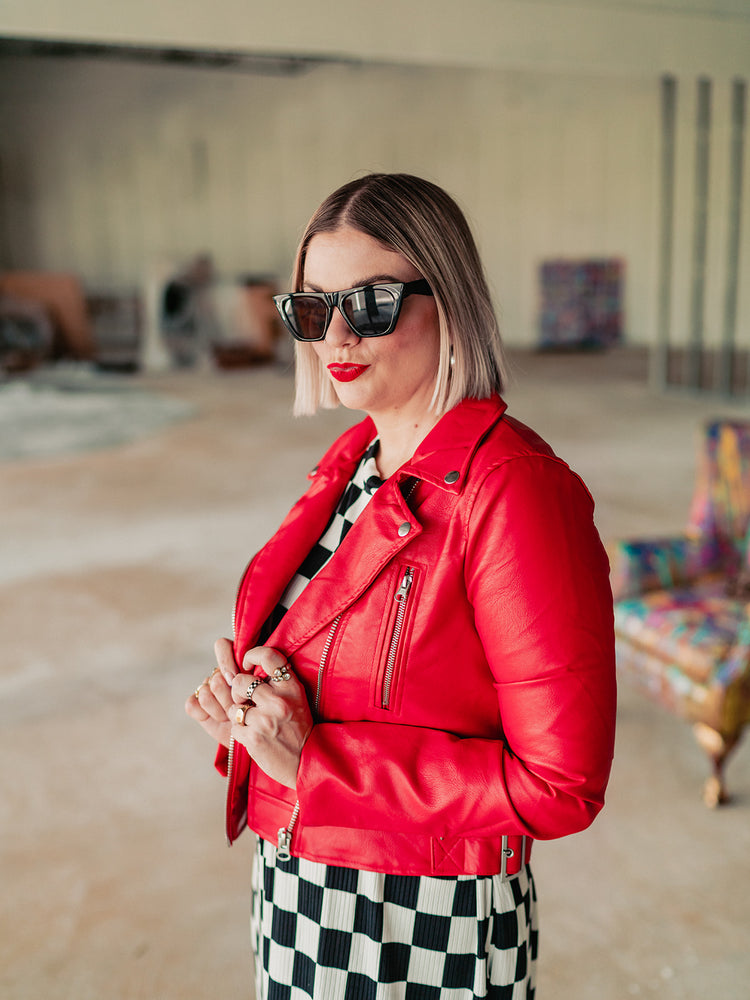FLAVOR OF THE WEEK MOTO JACKET IN VERY CHERRY