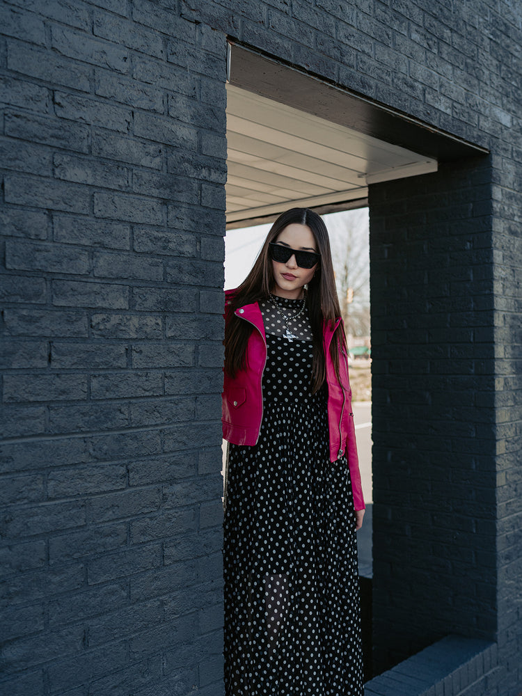 FIERCE FEMALE MESH MAXI DRESS IN POLKA DOT S-XL
