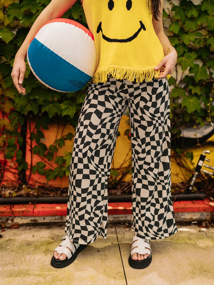 LATE CHECKOUT CHECKERED PRINT PANTS S-3XL