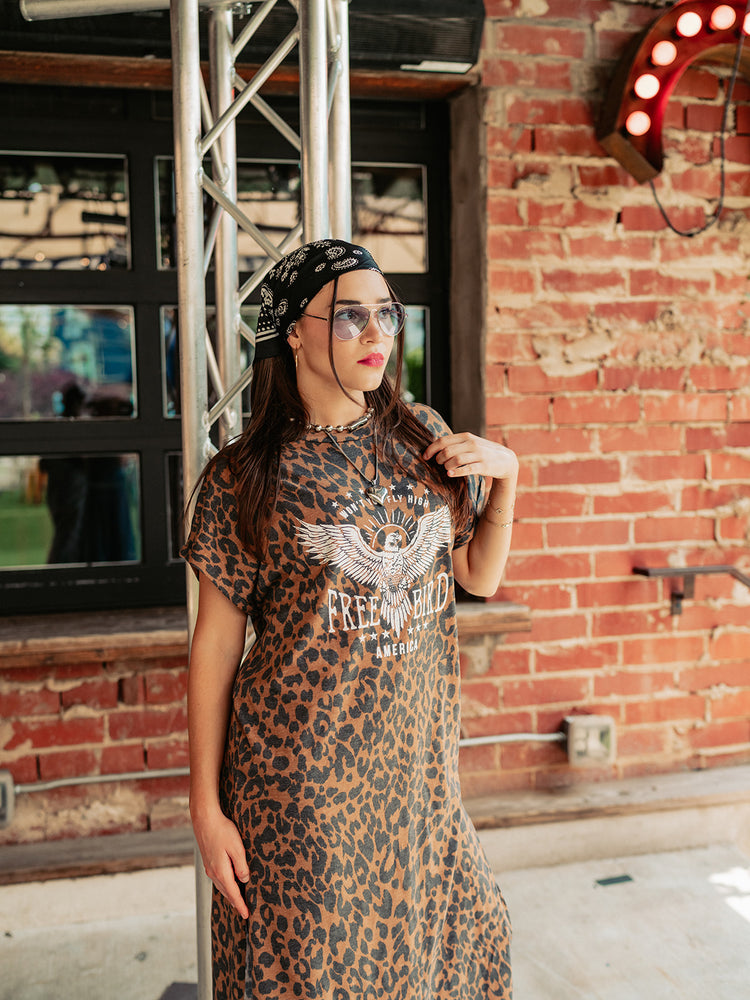 TURN IT UP LEOPARD T-SHIRT DRESS