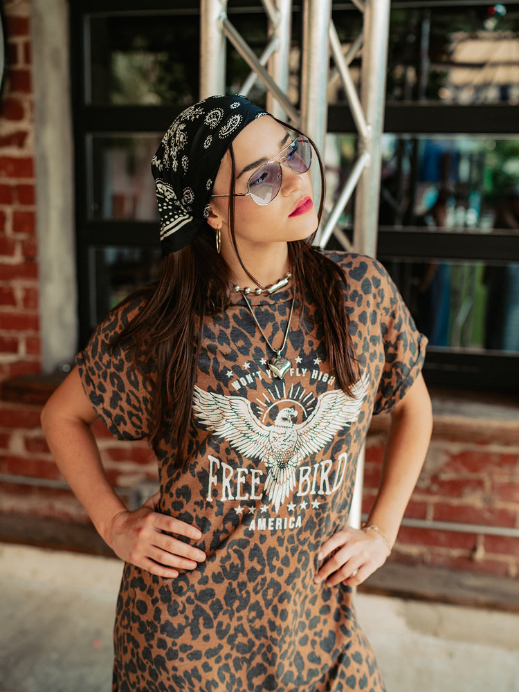 TURN IT UP LEOPARD T-SHIRT DRESS