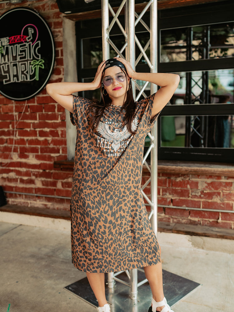 TURN IT UP LEOPARD T-SHIRT DRESS