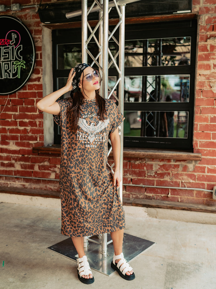 TURN IT UP LEOPARD T-SHIRT DRESS