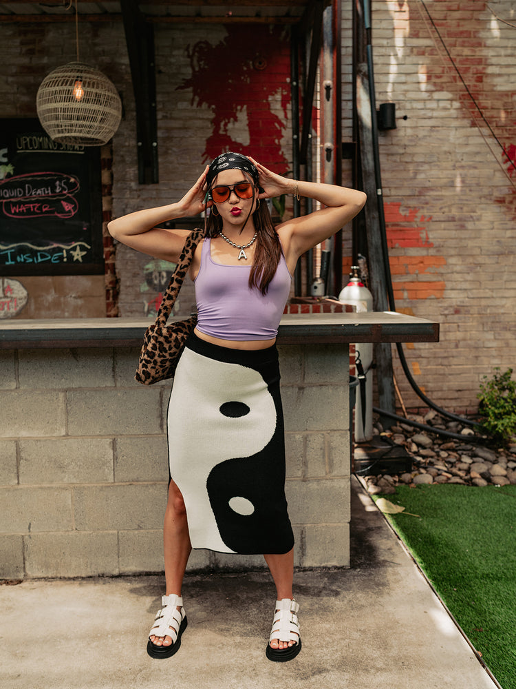 OPPOSITES ATTRACT YIN-YANG KNIT SKIRT