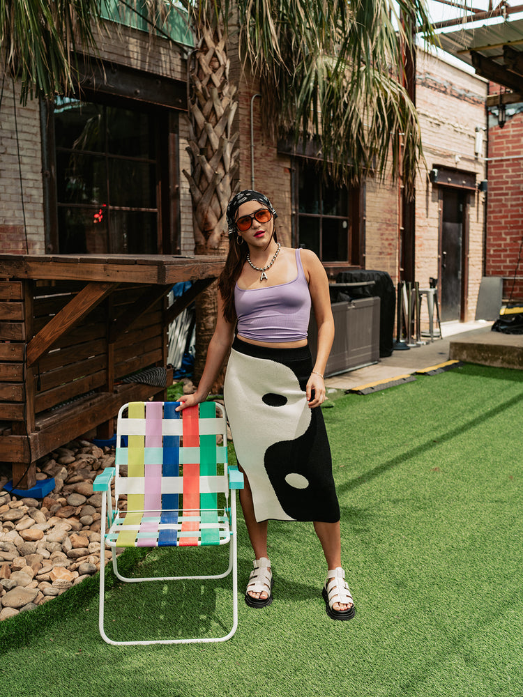 OPPOSITES ATTRACT YIN-YANG KNIT SKIRT