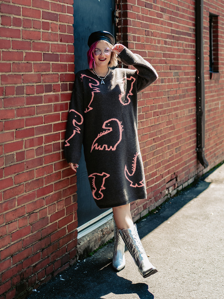 SAY RAWR KNIT SWEATER DRESS