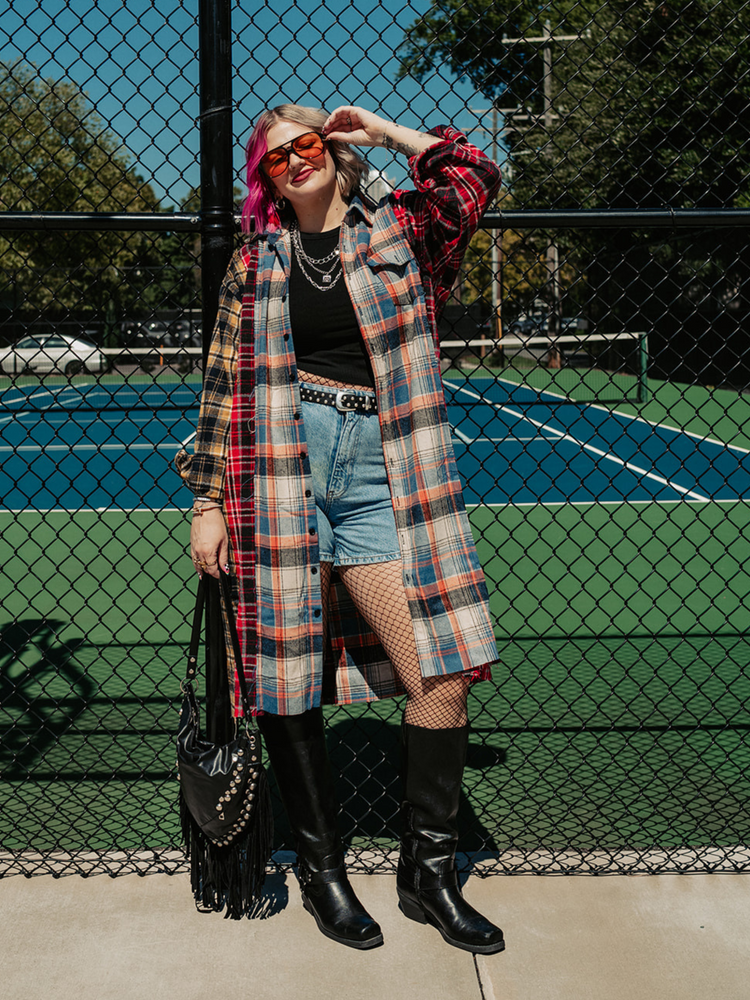 MIXED FEELINGS LONGLINE PLAID