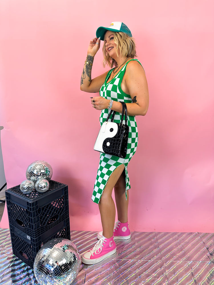 DON'T BE BASIC CHECKERED KNIT DRESS *S-XL*