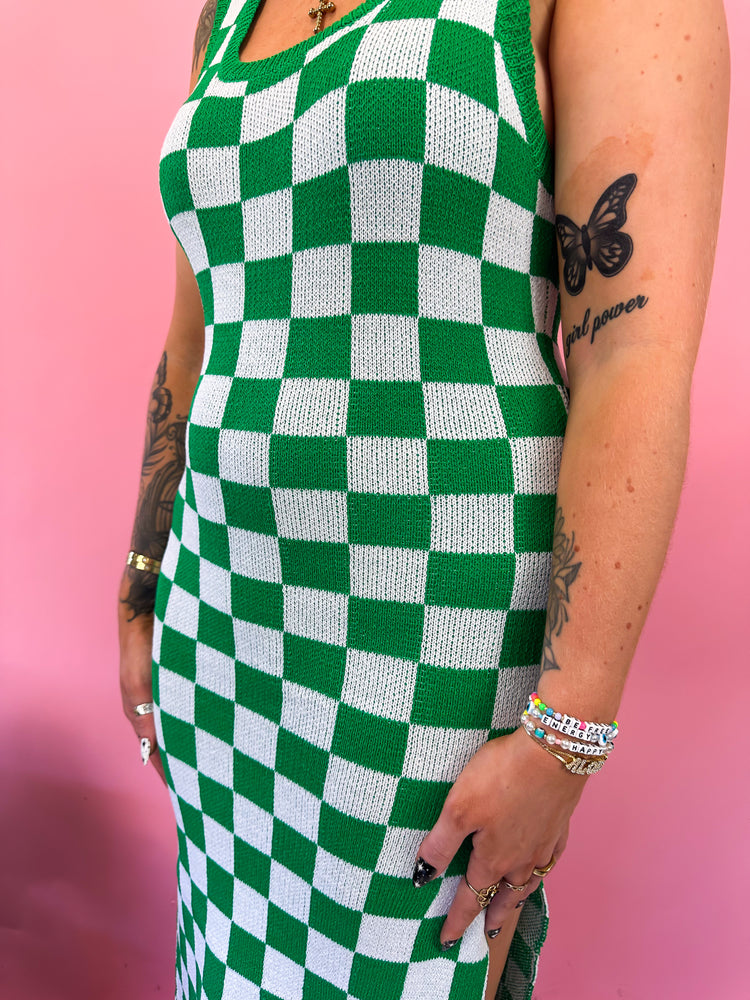 DON'T BE BASIC CHECKERED KNIT DRESS *S-XL*