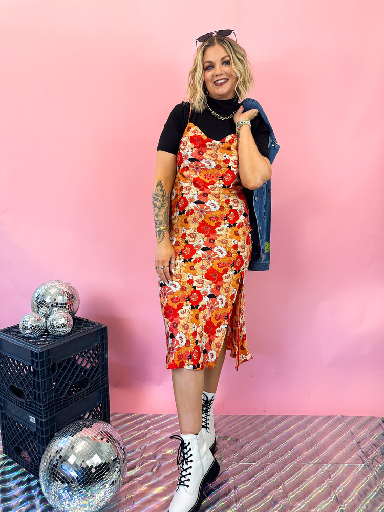 HIGH SOCIETY FLORAL SLIP DRESS