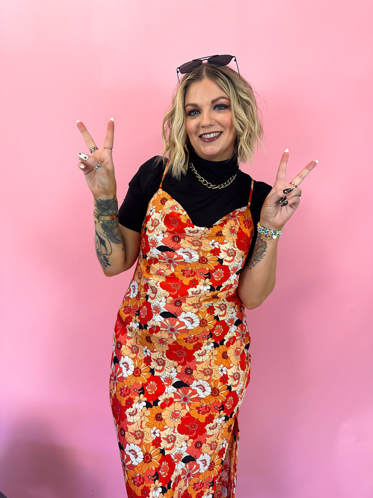 HIGH SOCIETY FLORAL SLIP DRESS