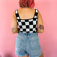 SUMMER BABY CHECKERED PRINT KNIT TOP IN BLACK/WHITE