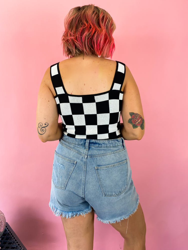 SUMMER BABY CHECKERED PRINT KNIT TOP