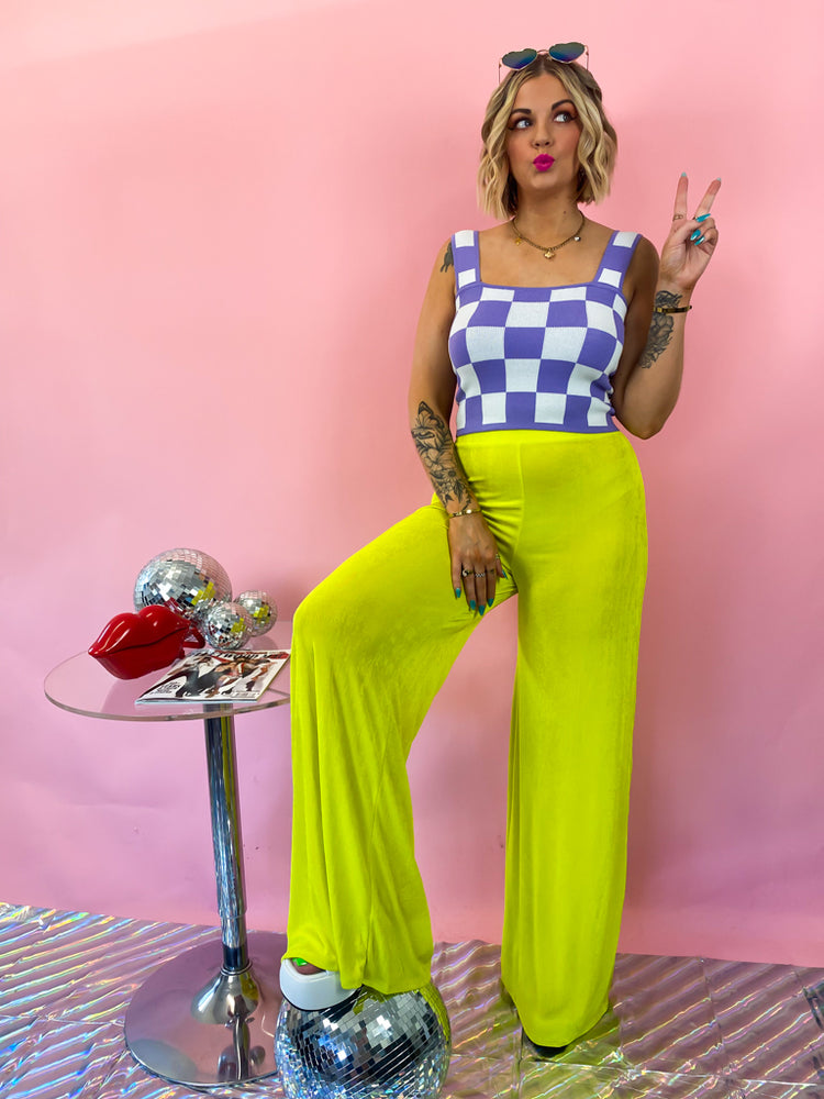 WALK THIS WAY WIDE LEG PANTS in *Lime Punch*