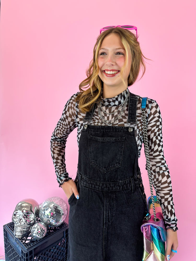 GIRL NEXT DOOR DENIM OVERALL DRESS