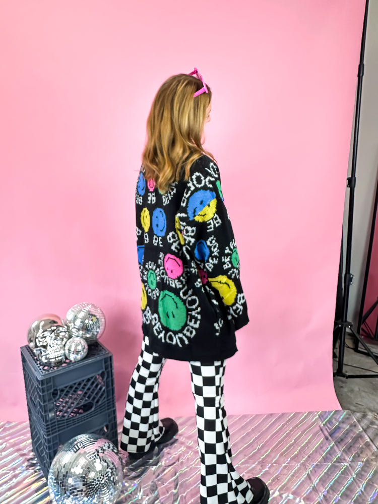 BE YOU SMILEY OVERSIZED KNIT CARDIGAN
