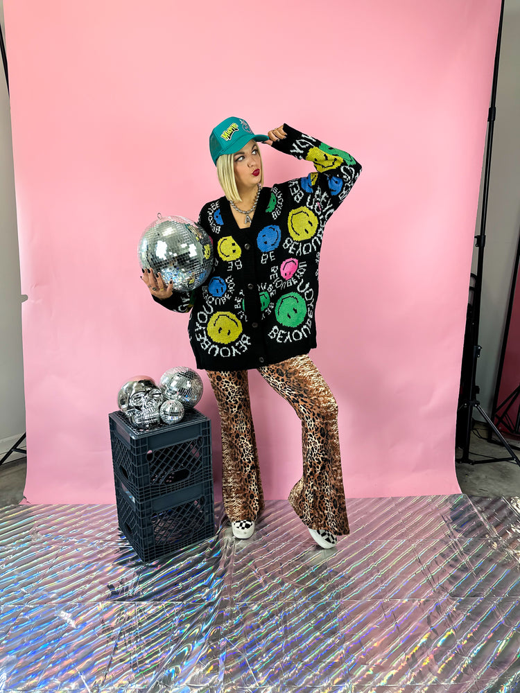 YOU FLY, SIS LEOPARD FLARE PANTS